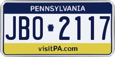 PA license plate JBO2117