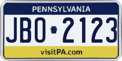 PA license plate JBO2123