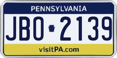 PA license plate JBO2139