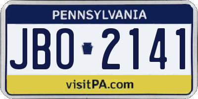 PA license plate JBO2141