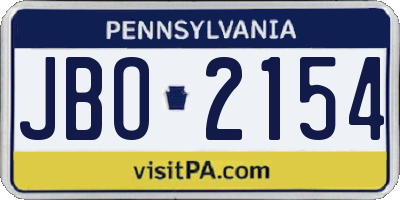 PA license plate JBO2154