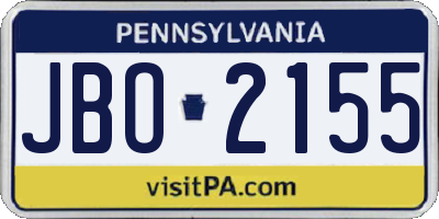 PA license plate JBO2155