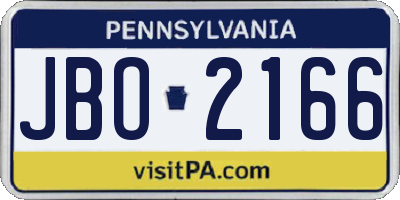 PA license plate JBO2166