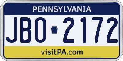 PA license plate JBO2172
