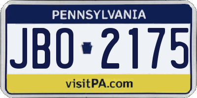 PA license plate JBO2175