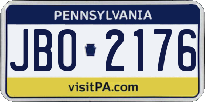 PA license plate JBO2176