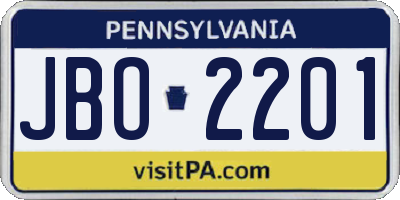PA license plate JBO2201