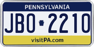 PA license plate JBO2210