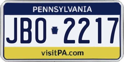 PA license plate JBO2217