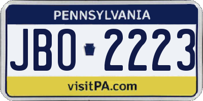 PA license plate JBO2223