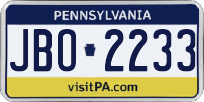 PA license plate JBO2233