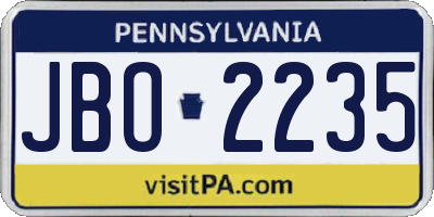 PA license plate JBO2235