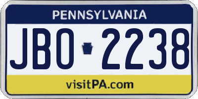 PA license plate JBO2238