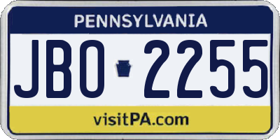 PA license plate JBO2255