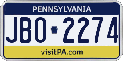 PA license plate JBO2274
