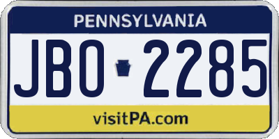 PA license plate JBO2285