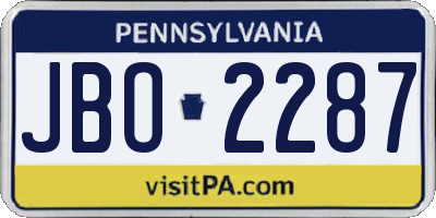 PA license plate JBO2287