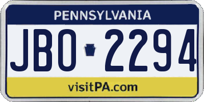 PA license plate JBO2294