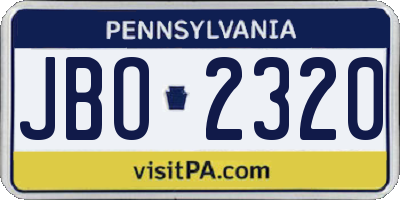 PA license plate JBO2320