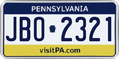 PA license plate JBO2321