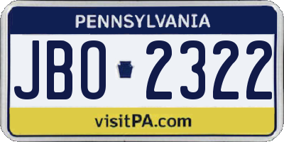 PA license plate JBO2322