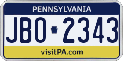 PA license plate JBO2343