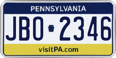 PA license plate JBO2346