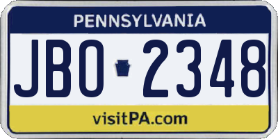 PA license plate JBO2348