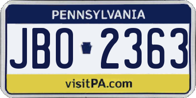 PA license plate JBO2363