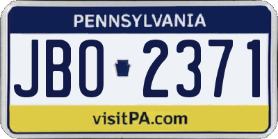 PA license plate JBO2371