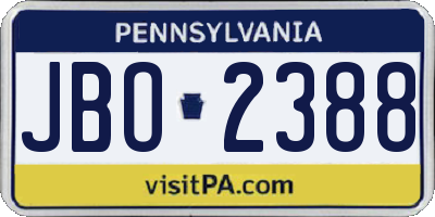PA license plate JBO2388