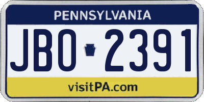 PA license plate JBO2391