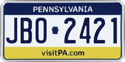 PA license plate JBO2421