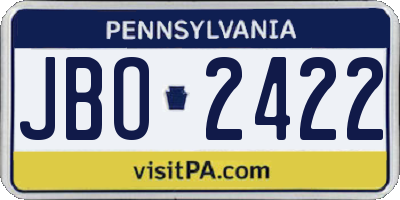 PA license plate JBO2422