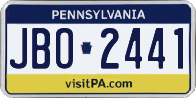 PA license plate JBO2441