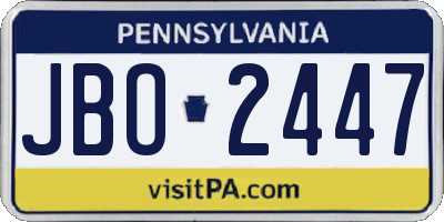 PA license plate JBO2447
