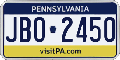 PA license plate JBO2450