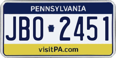 PA license plate JBO2451