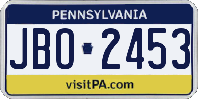 PA license plate JBO2453