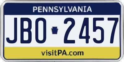 PA license plate JBO2457