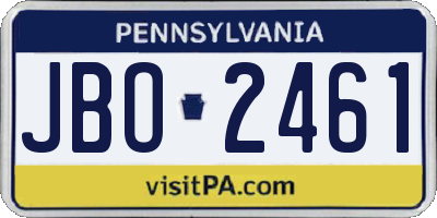 PA license plate JBO2461
