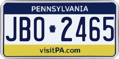 PA license plate JBO2465