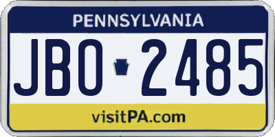 PA license plate JBO2485
