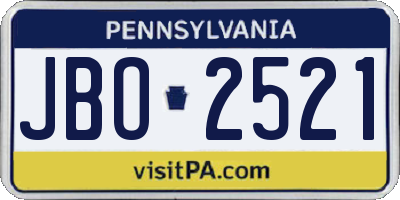 PA license plate JBO2521