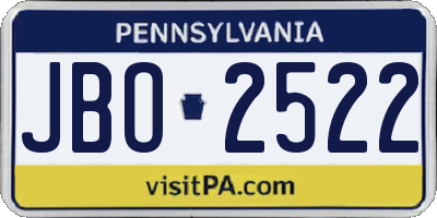 PA license plate JBO2522