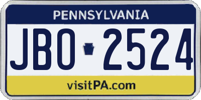 PA license plate JBO2524