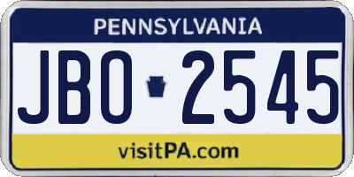 PA license plate JBO2545
