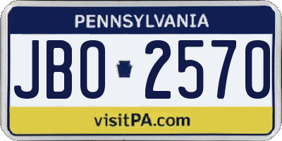 PA license plate JBO2570