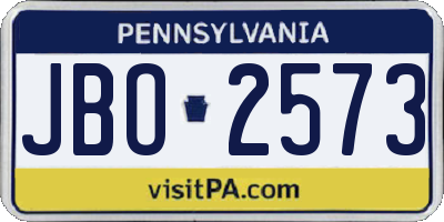 PA license plate JBO2573