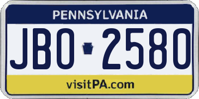 PA license plate JBO2580